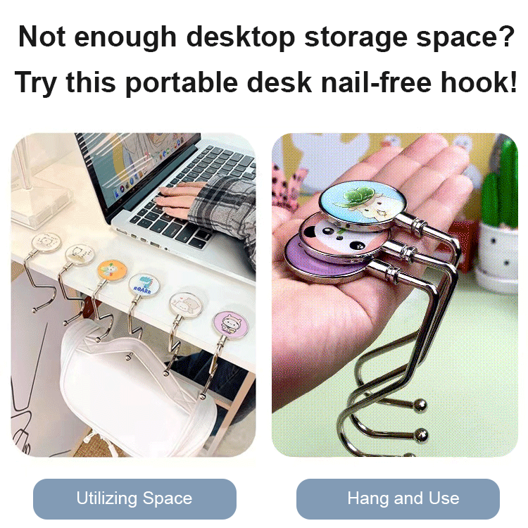 Portable Students Desk Space Nail-Free Hooks