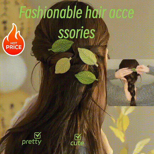 Leaf shaped hairpin embroidered hairpin(4 PCS/SET)