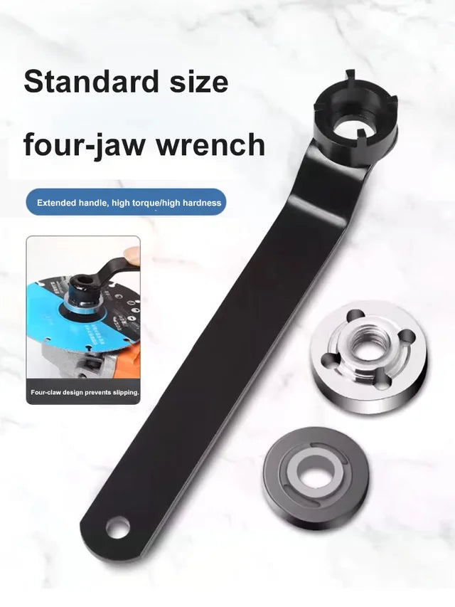 Thickened four-claw wrench for angle grinder