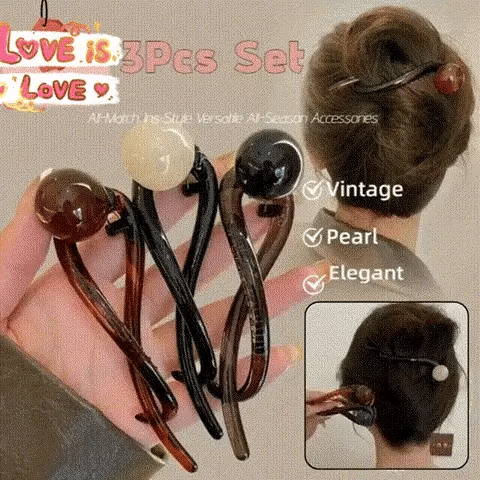 3Pcs Chic Elegant Pearl Hair Clips