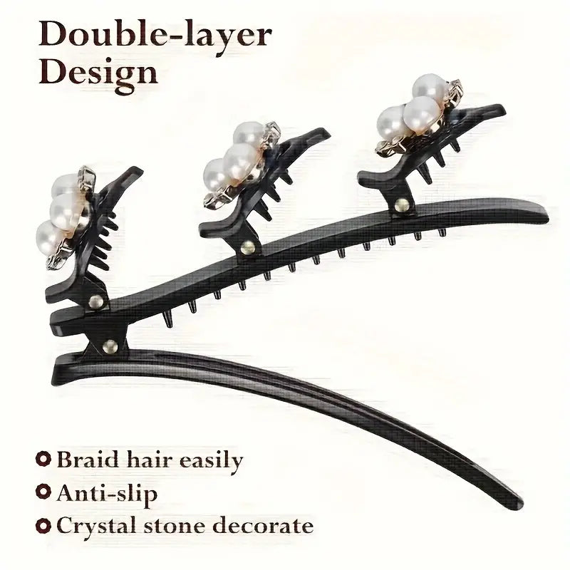 Braid Clip Artificial Pearl Decorated Hair Side Clip(4Pcs/Set)