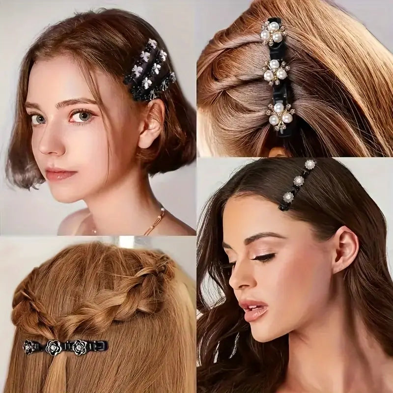 Braid Clip Artificial Pearl Decorated Hair Side Clip(4Pcs/Set)