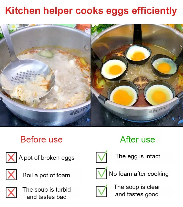 Hanging poached poached egg molds