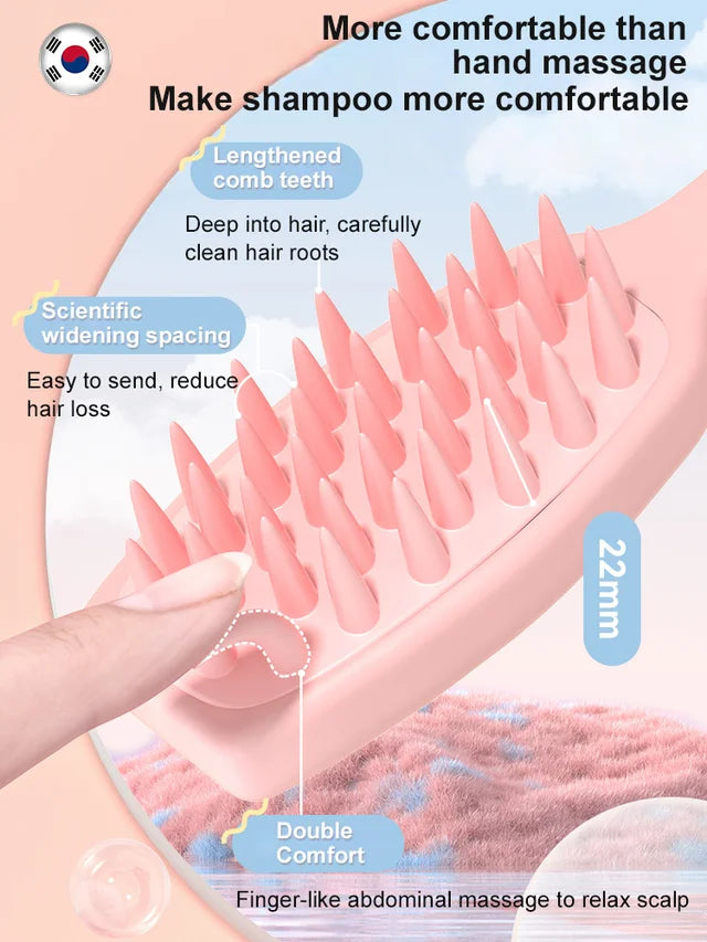 Silicone long handle massage shampoo comb