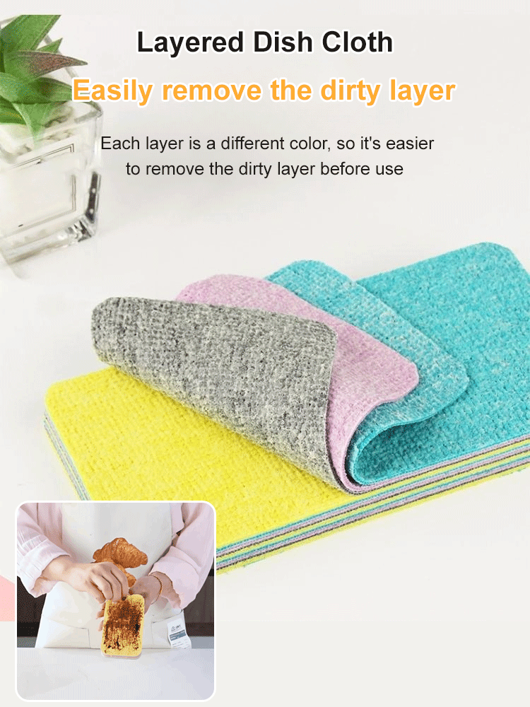 Layered Super Durable Fiber Rainbow Dish Cloth
