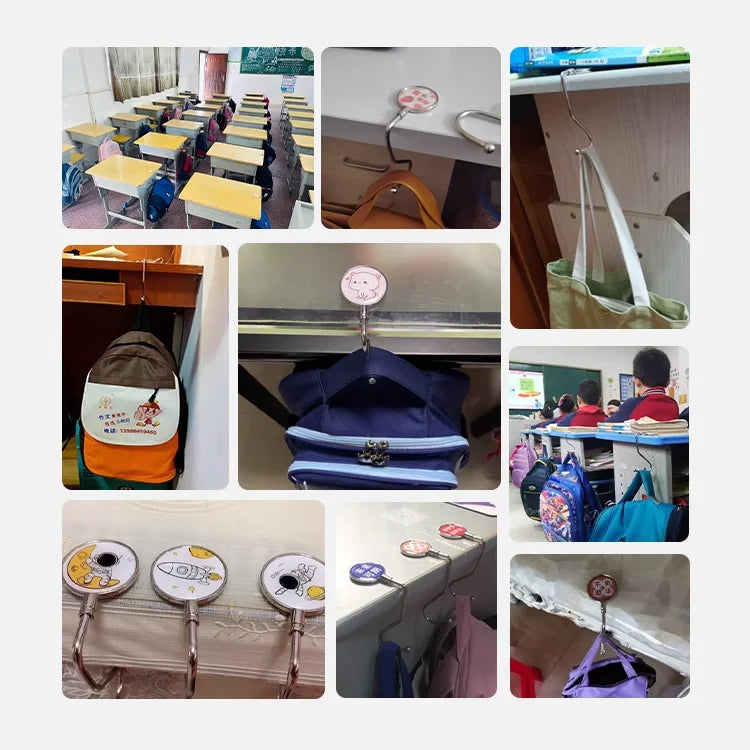 Portable Students Desk Space Nail-Free Hooks