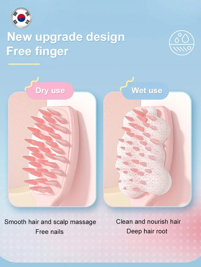 Silicone long handle massage shampoo comb