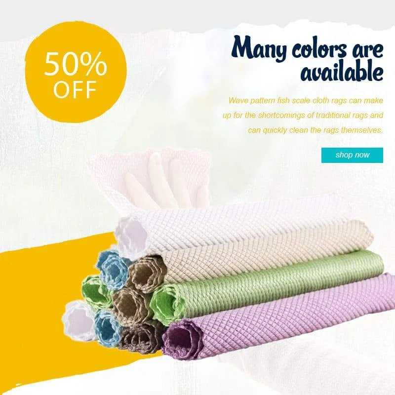 4Pcs/Set Wave Pattern Fish Scale Cloth Rag