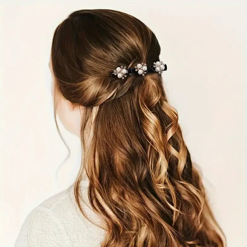 Braid Clip Artificial Pearl Decorated Hair Side Clip(4Pcs/Set)