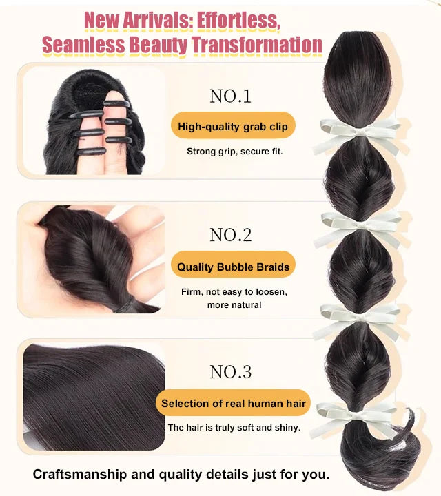 Bubble Bun Clip Hairpiece