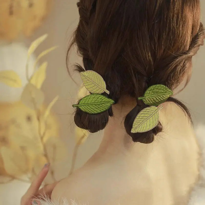 Leaf shaped hairpin embroidered hairpin(4 PCS/SET)