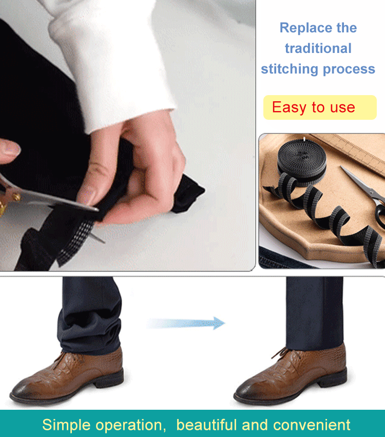 Self-adhesive iron on hem tape