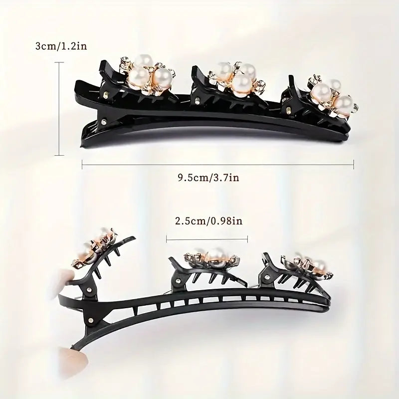 Braid Clip Artificial Pearl Decorated Hair Side Clip(4Pcs/Set)