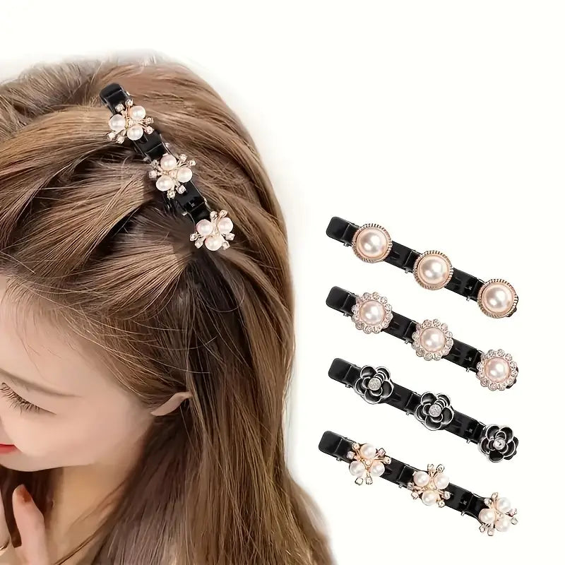 Braid Clip Artificial Pearl Decorated Hair Side Clip(4Pcs/Set)