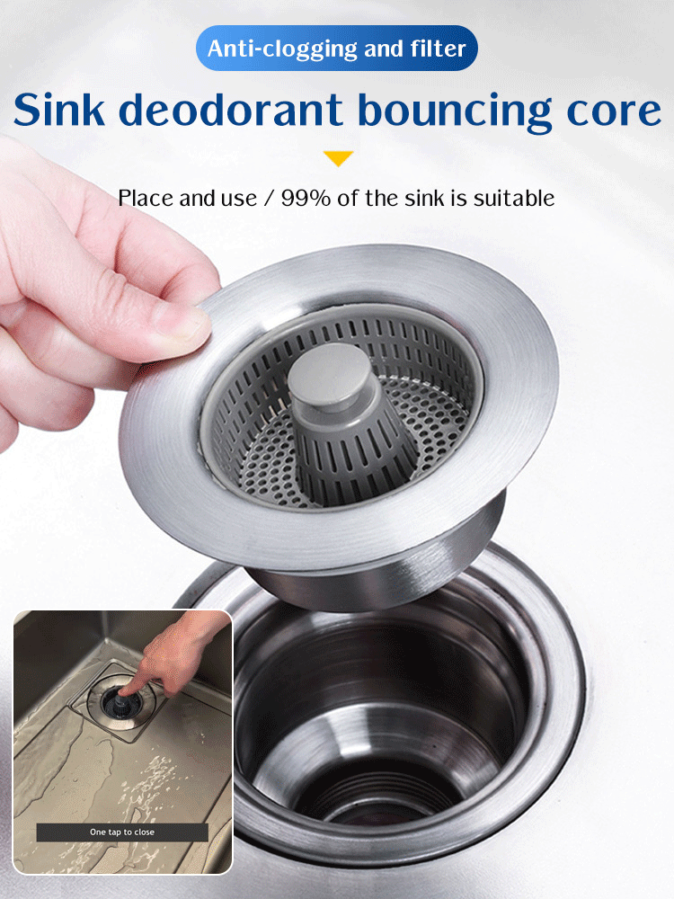 Stainless Steel Kitchen Sink Bouncing Drain Deodorant Artifact