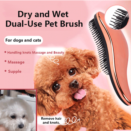 Dual-use pet grooming and styling comb for wet and dry hair