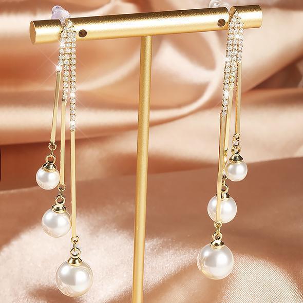 Long Tassel Pearl Earrings