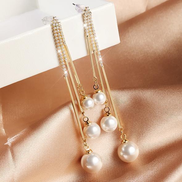 Long Tassel Pearl Earrings