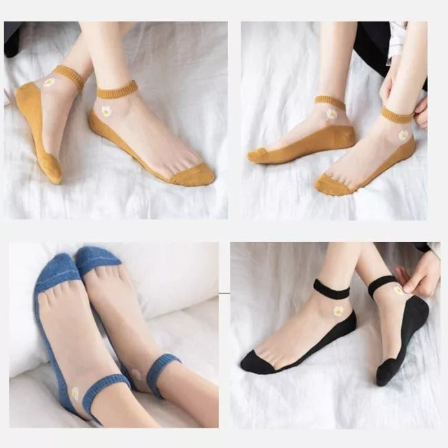 Translucent Daisy Socks(5Pairs/Pack)