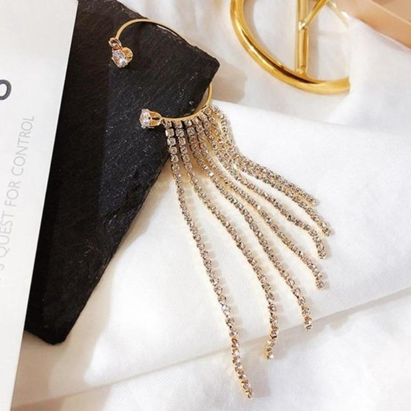 J&A Sparkling Diamond Tassel Earrings Light luxury style smart long style Earrings - Jessie Accessory