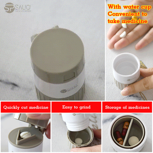 Portable medicine dispenser with water cup