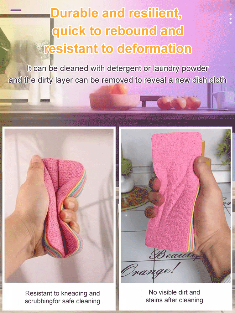 Layered Super Durable Fiber Rainbow Dish Cloth