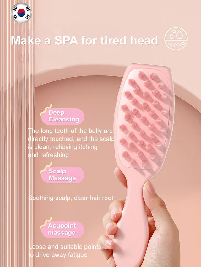 Silicone long handle massage shampoo comb