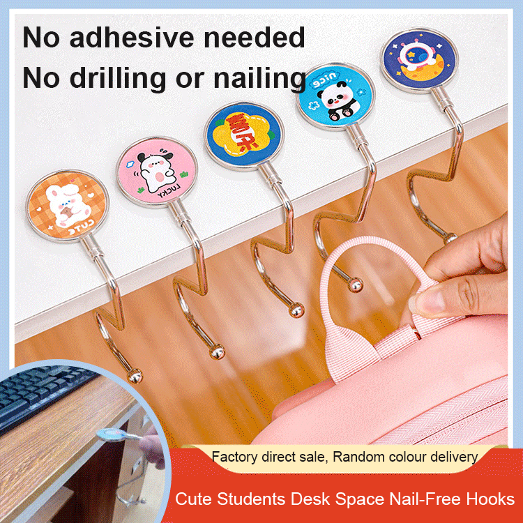 Portable Students Desk Space Nail-Free Hooks