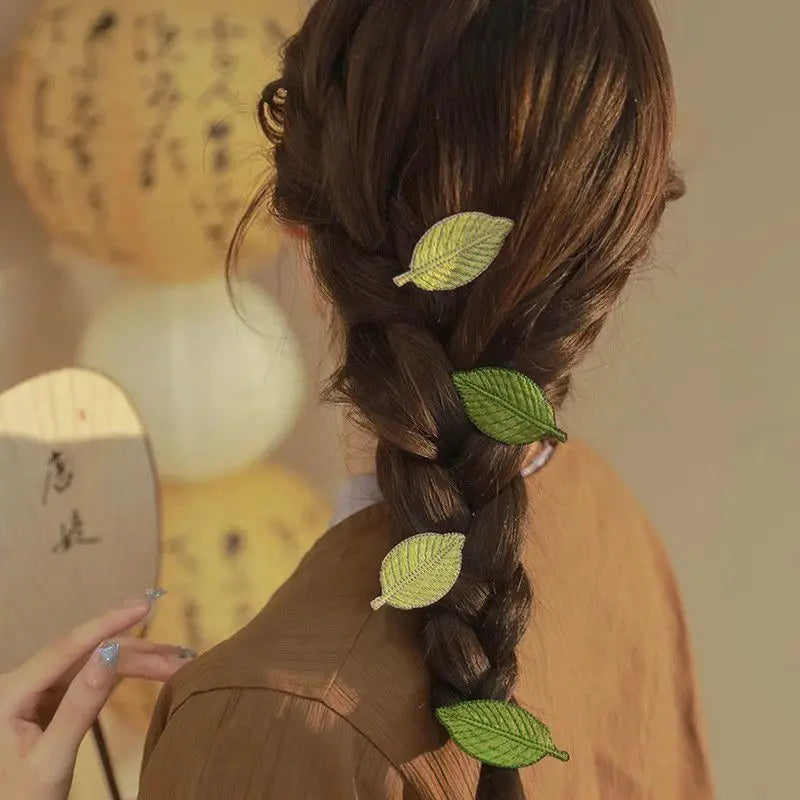 Leaf shaped hairpin embroidered hairpin(4 PCS/SET)