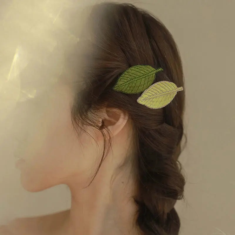 Leaf shaped hairpin embroidered hairpin(4 PCS/SET)