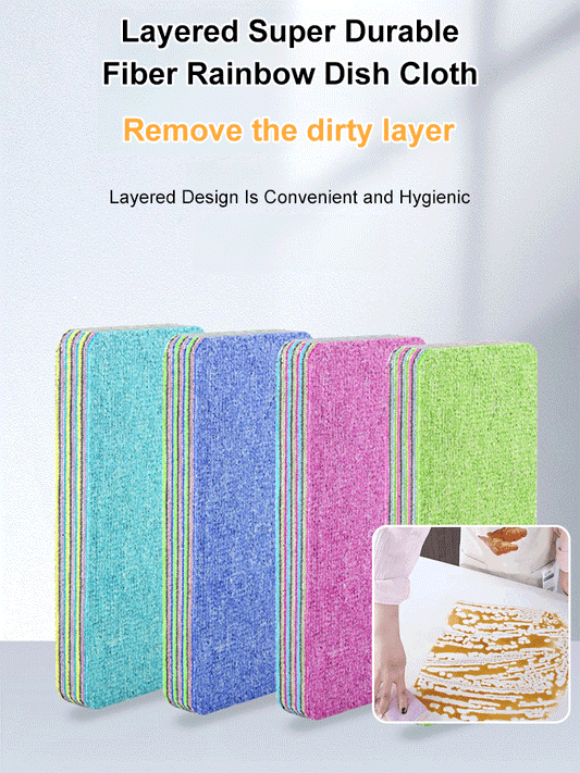 Layered Super Durable Fiber Rainbow Dish Cloth
