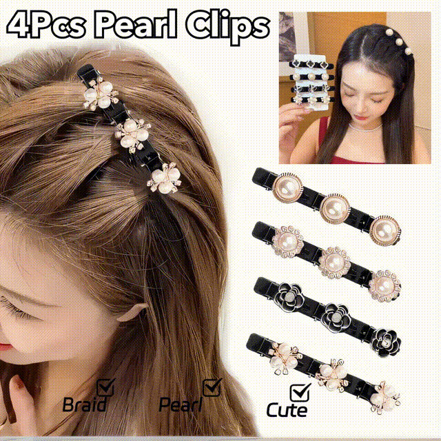 Braid Clip Artificial Pearl Decorated Hair Side Clip(4Pcs/Set)