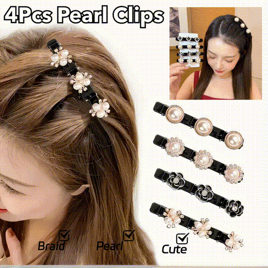 Braid Clip Artificial Pearl Decorated Hair Side Clip(4Pcs/Set)