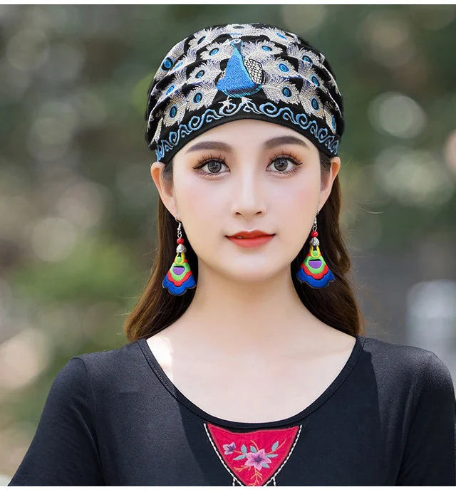 Cotton and Linen Ethnic Style Women Bouffant Cap
