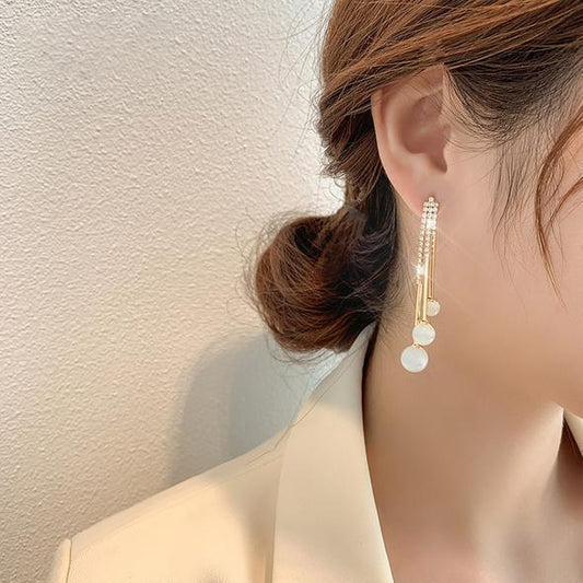 Long Tassel Pearl Earrings