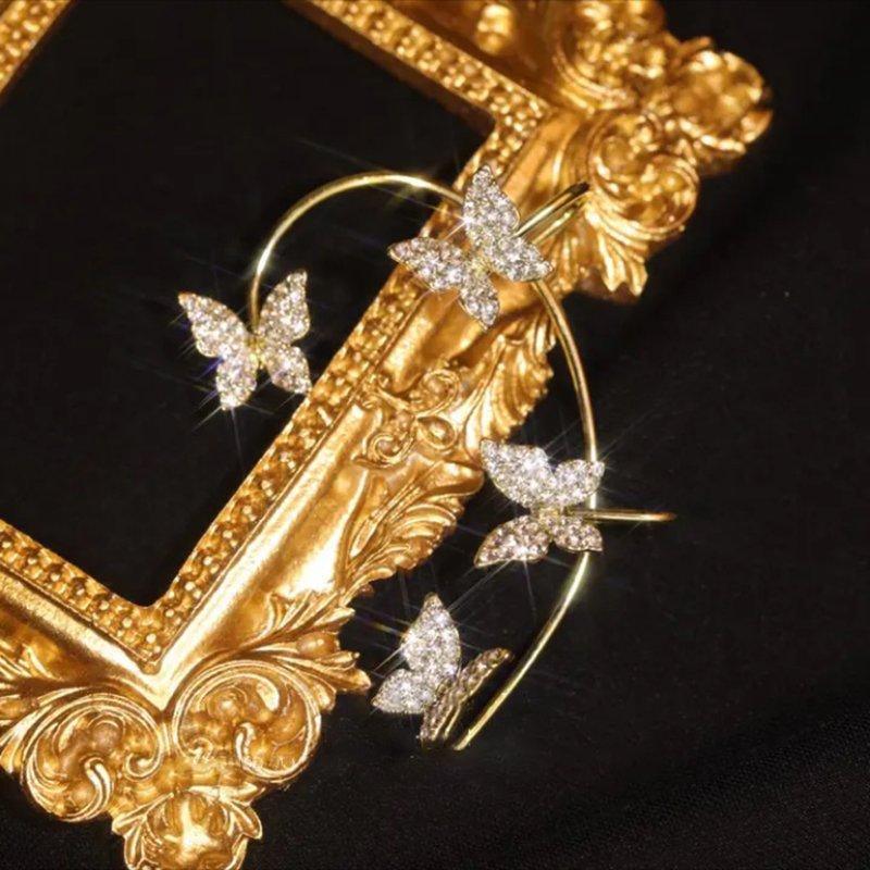 J&A Zircon Butterfly Earrings Copper alloy light luxury fashion style high-end earrings - Jessie Accessory