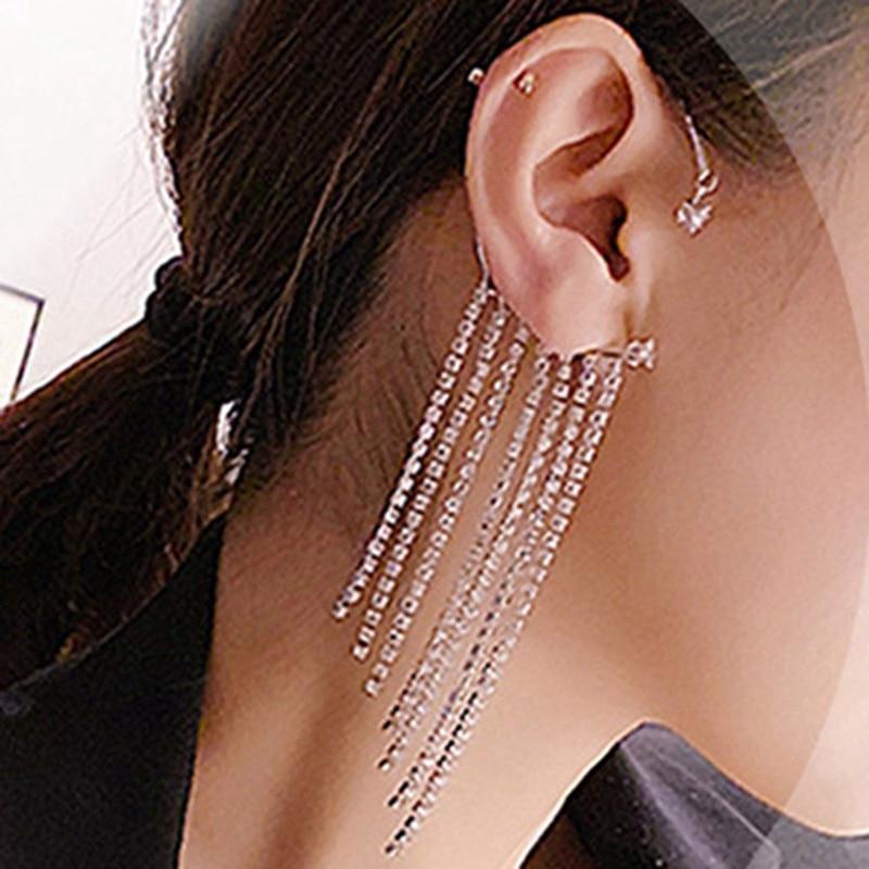 J&A Sparkling Diamond Tassel Earrings Light luxury style smart long style Earrings - Jessie Accessory